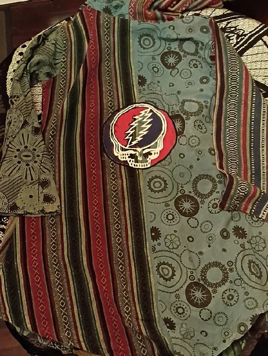 Grateful Dead Hooded Dress With Giant Embroidered Steal Your Face - Picture 3 of 8
